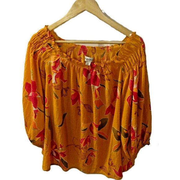 Ava + Viv Blouse XXL | Pink Tropical Floral | Sheer‎ Plus Size Lightweight - Picture 2 of 7